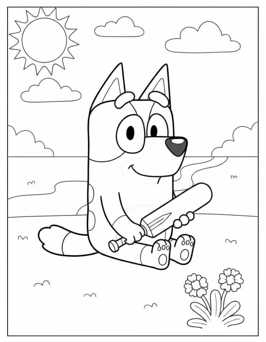 realistic Bluey coloring pages