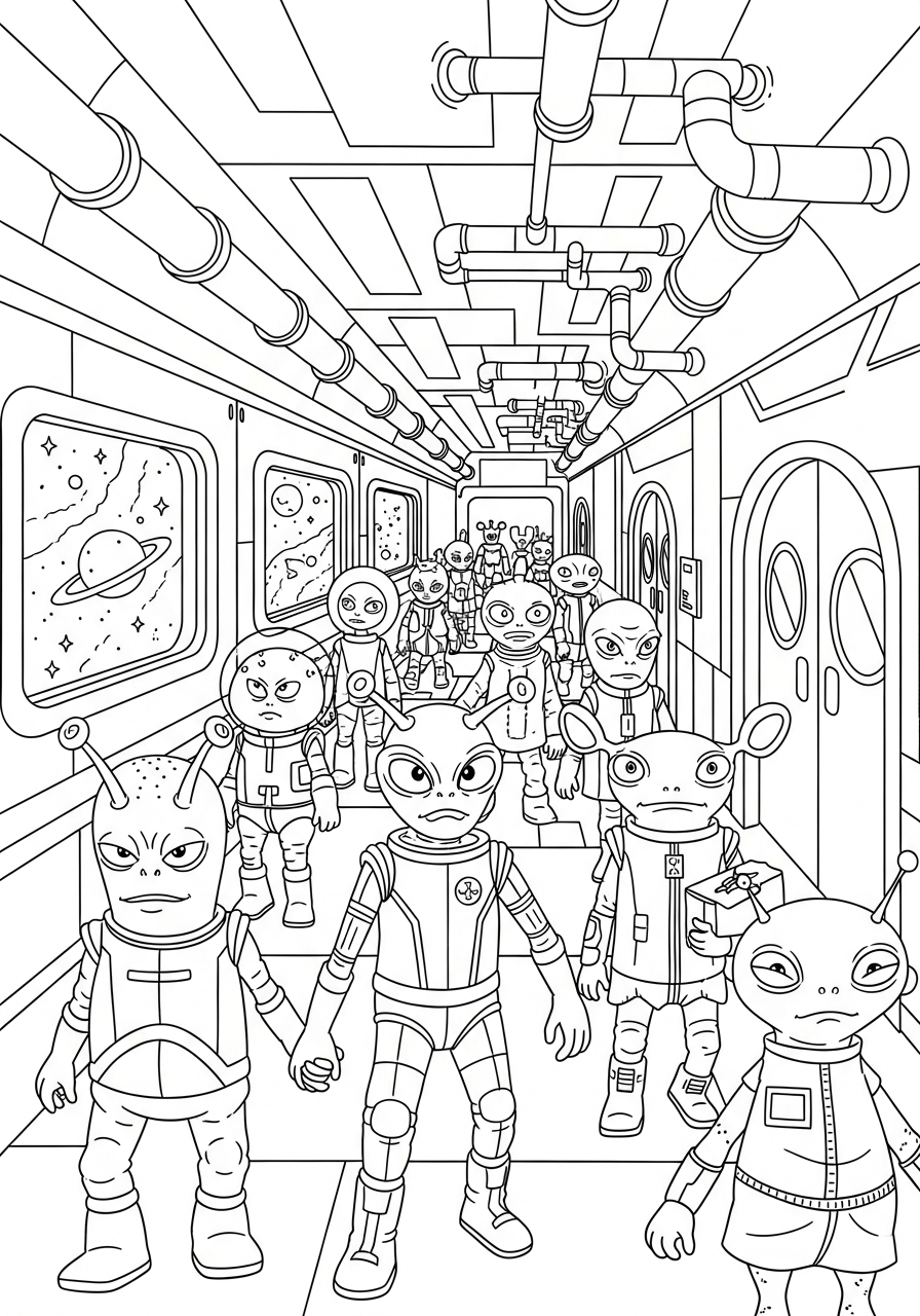 aesthetic alien coloring pages 1