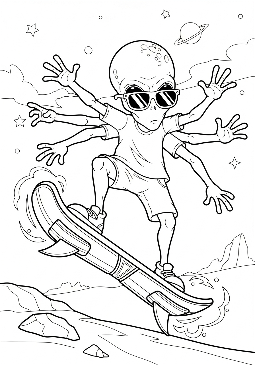 alien drawing for coloring