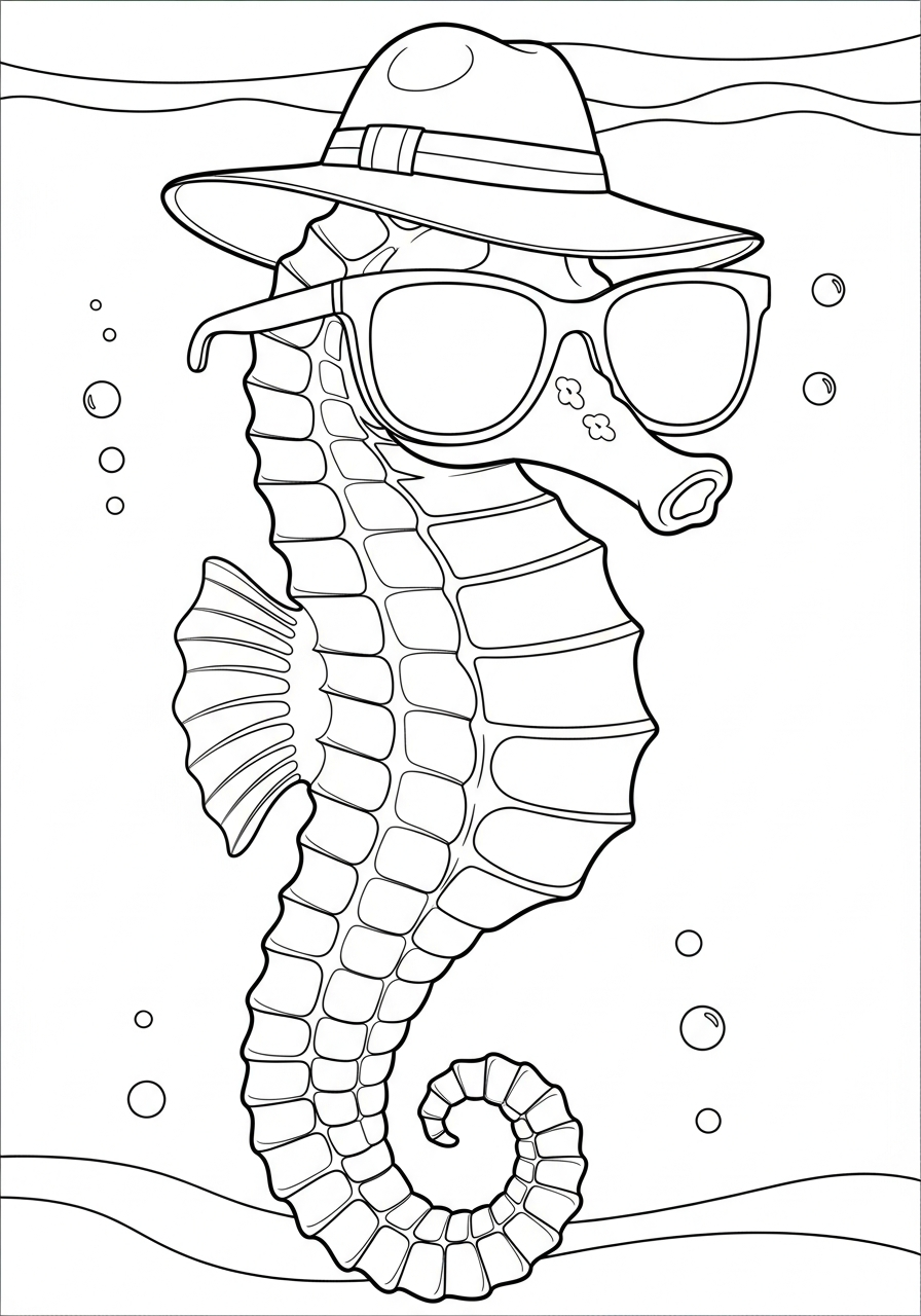 seahorse coloring pages for school