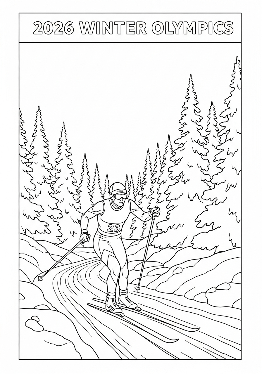 2026 Winter Olympics coloring pages easy