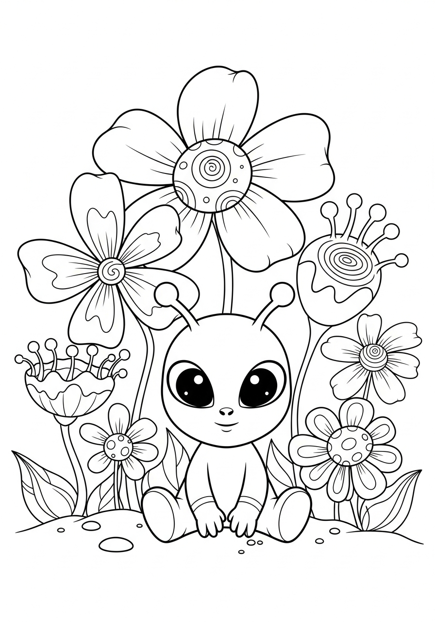 alien coloring pages no background