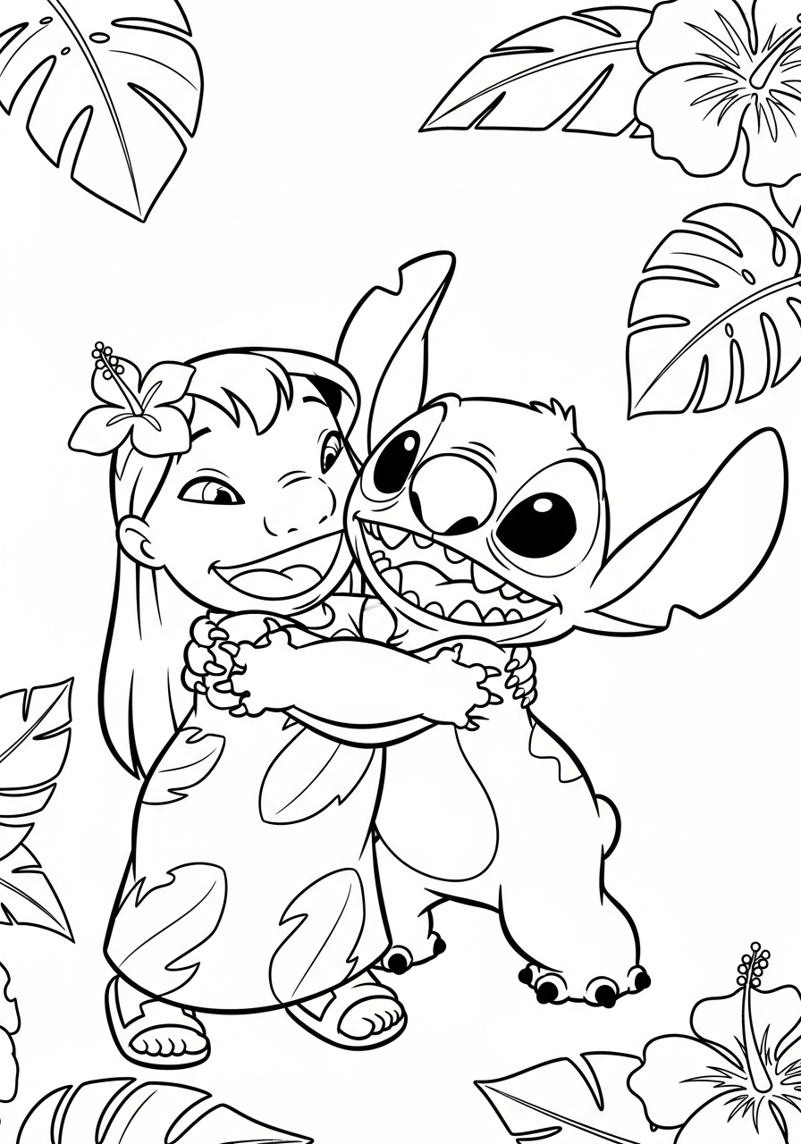 free coloring pages Lilo & Stitch
