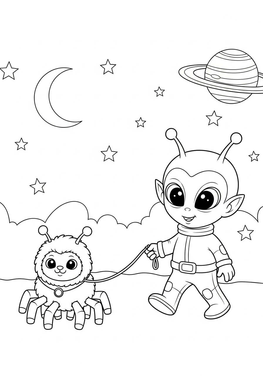 alien outline for coloring 1