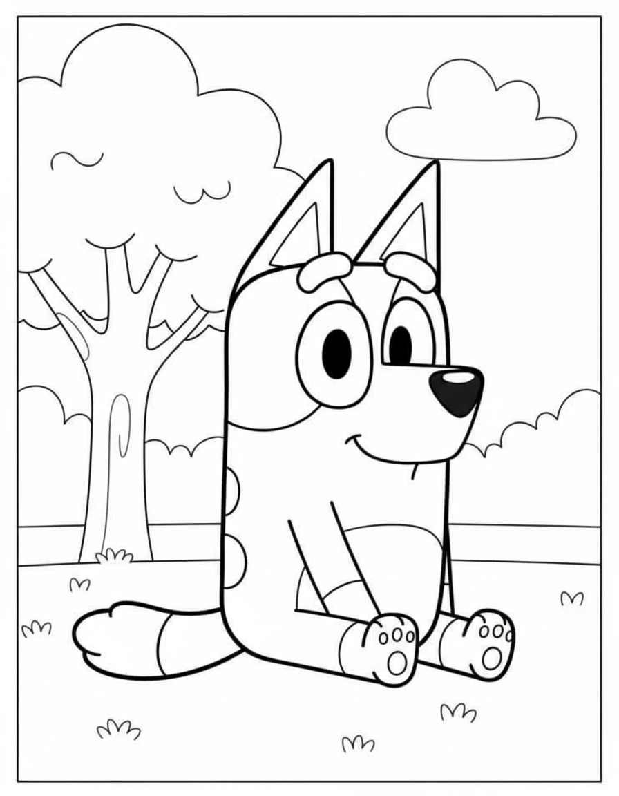 simple Bluey coloring pages