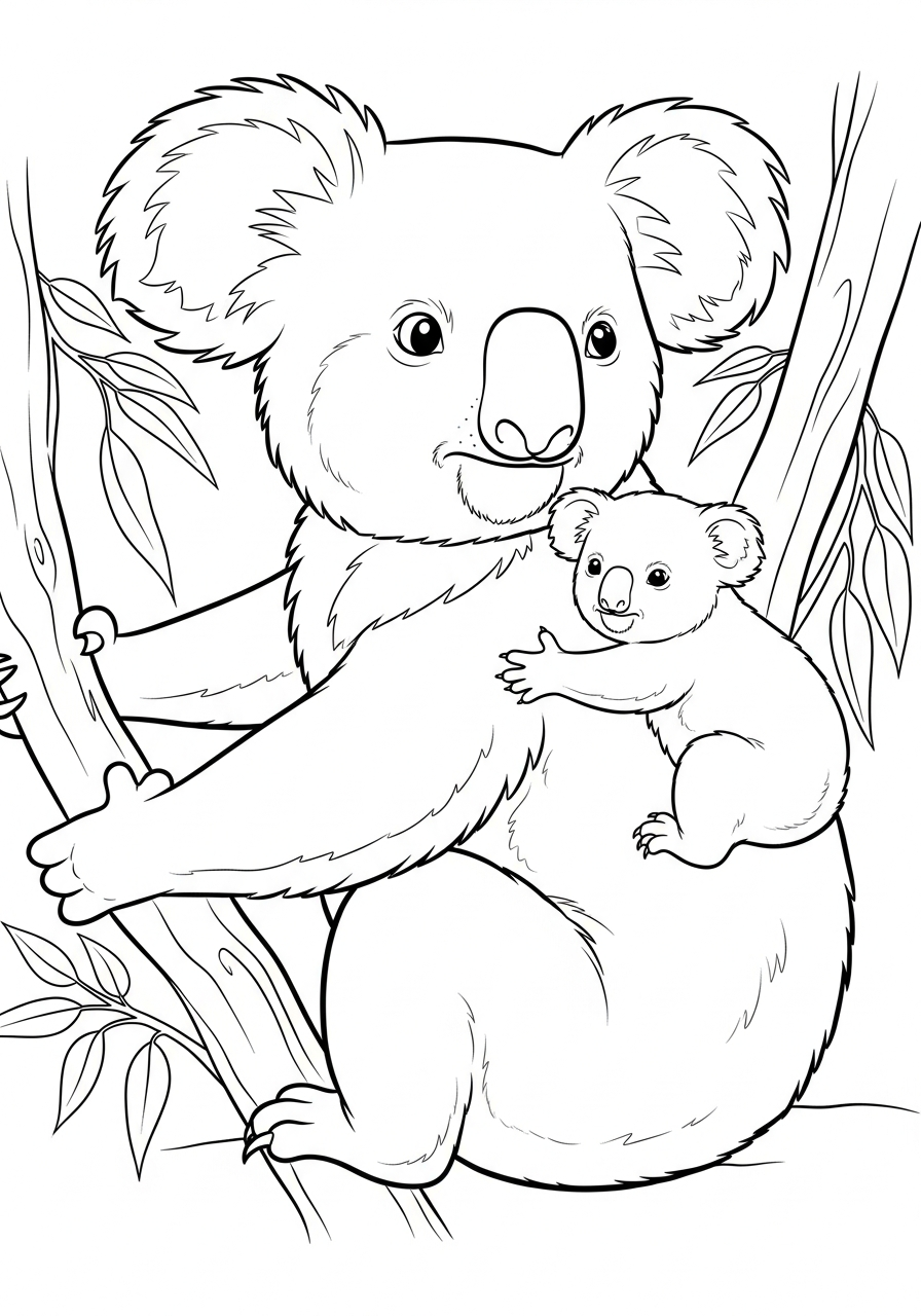 Koala coloring pages for toddlers