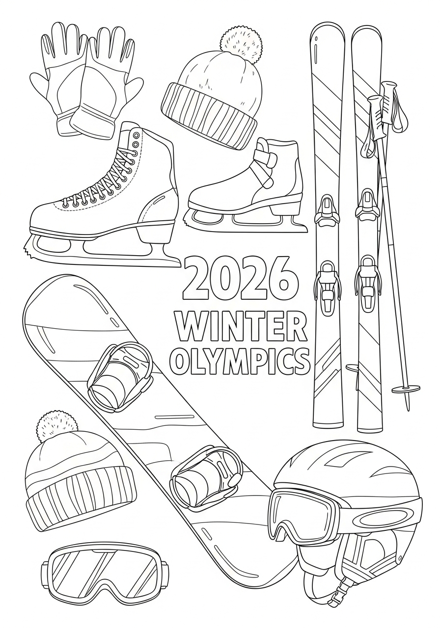 printable full page 2026 Winter Olympics coloring pages