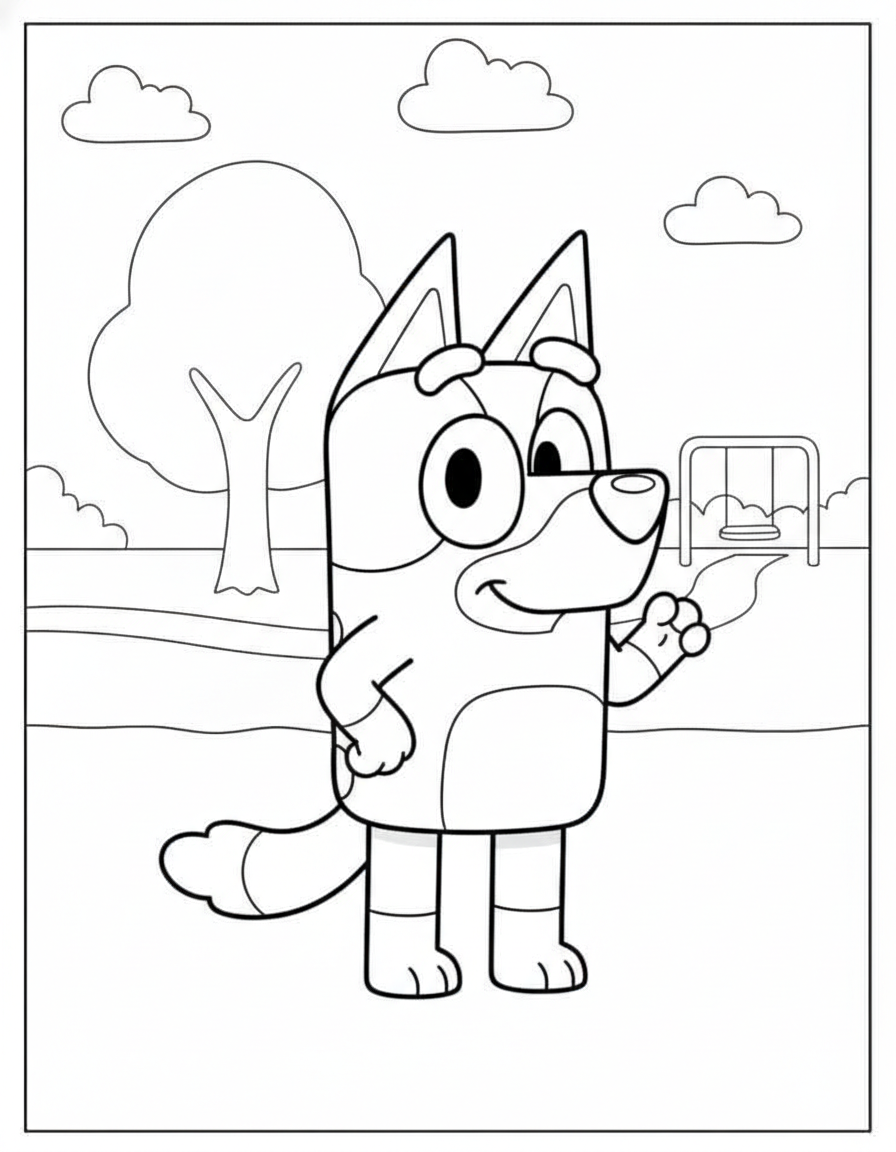 easy Bluey coloring pages for all ages