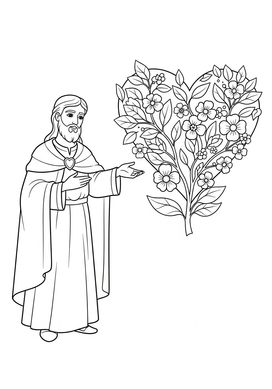 Saint Valentine template for coloring