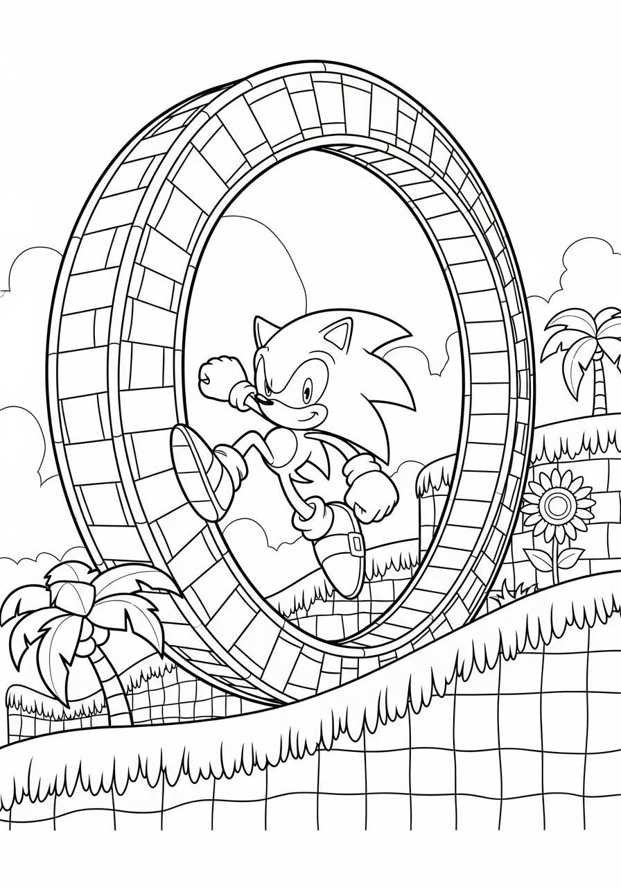 simple Sonic coloring pages