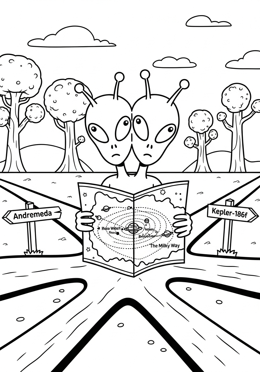 alien coloring page kids