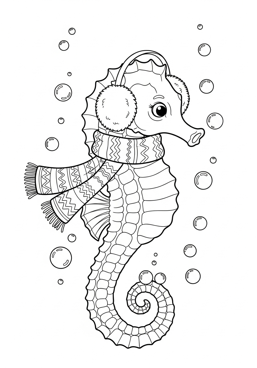 seahorse coloring page