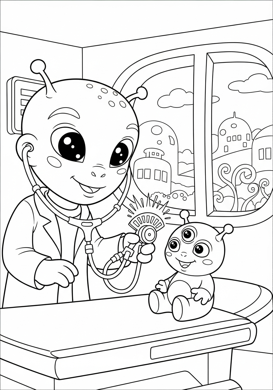 alien outline for coloring