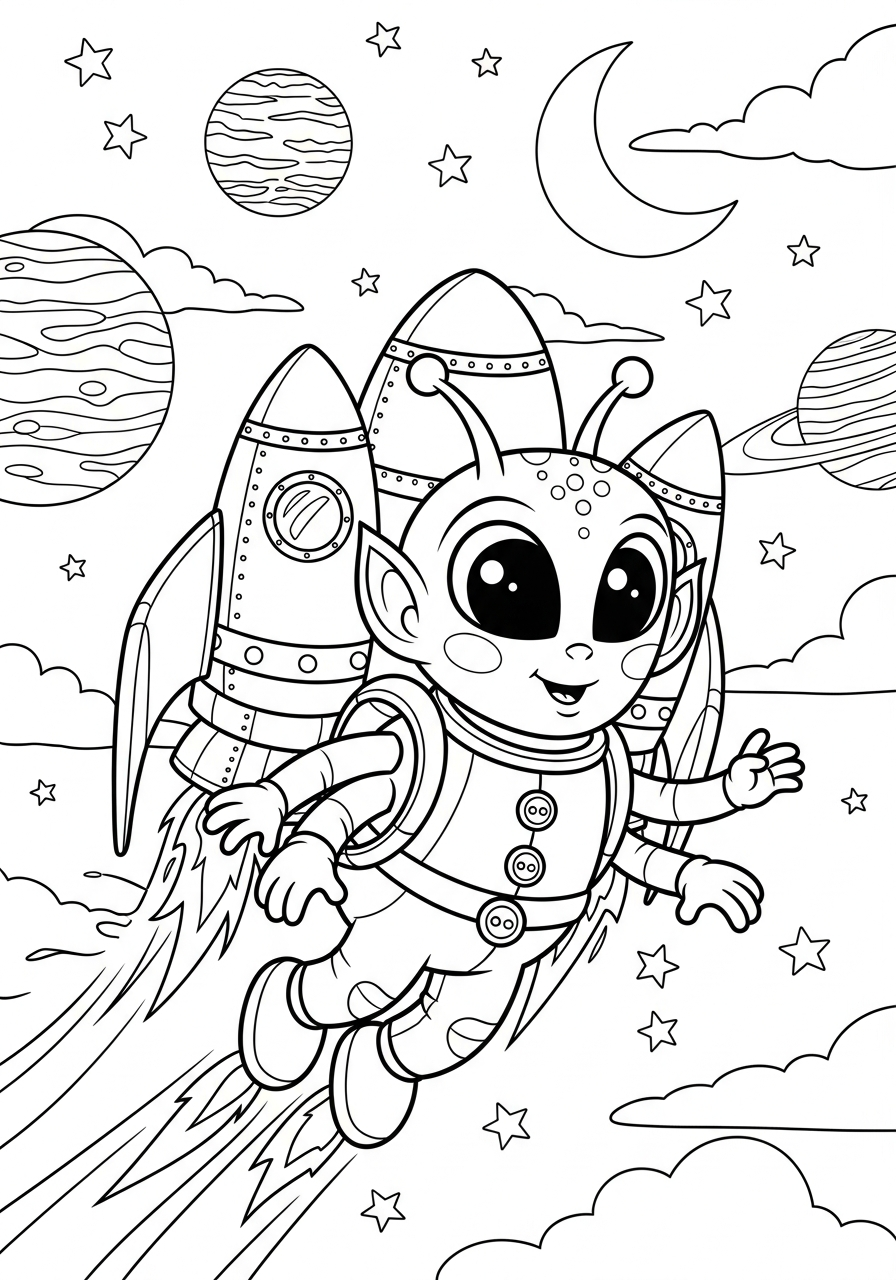 alien coloring pages for kindergarten