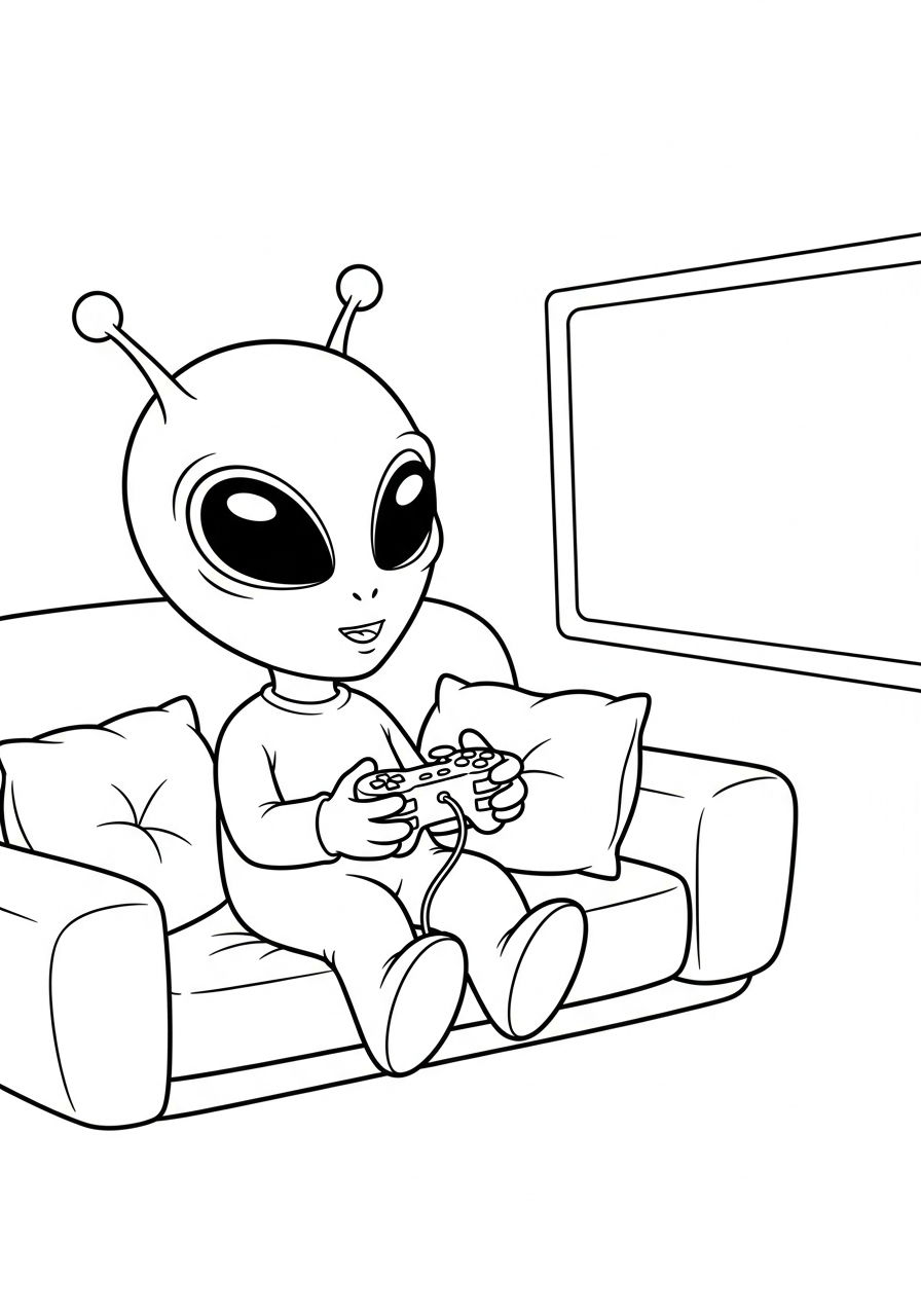 coloring page of alien