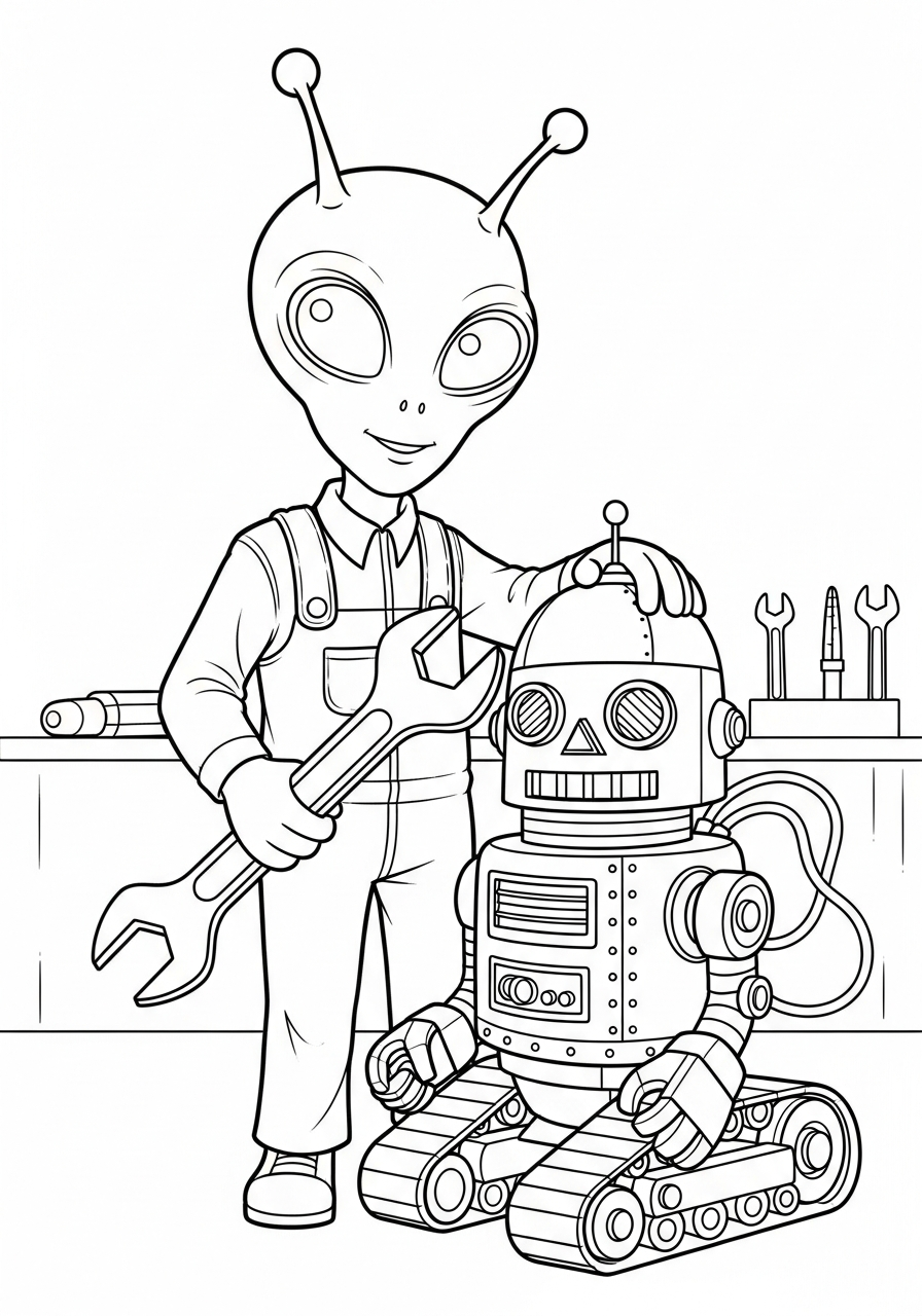 alien coloring pages black and white
