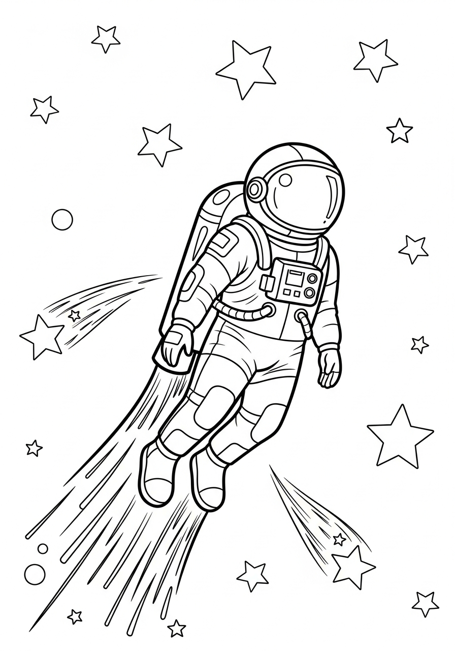 astronaut coloring pages easy