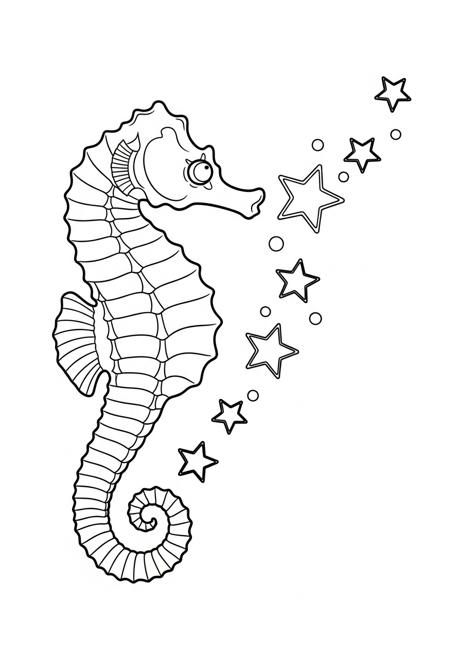 easy seahorse coloring page