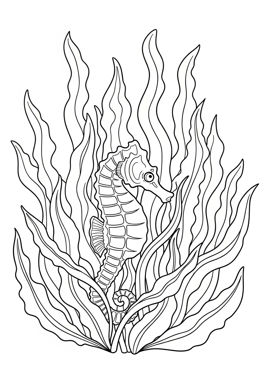 free seahorse coloring page