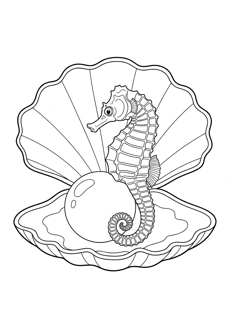 seahorse coloring page free printable